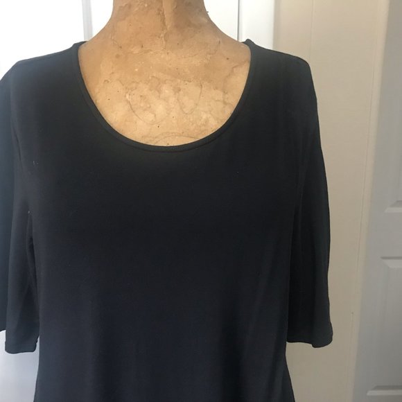 Mododoc Crossover Front Faux Wrap Knit Dress Black - Picture 2 of 6